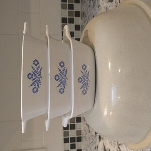 (3) Cornflower Vintage Corning Ware, Petite Pan- Made in the U.S.A